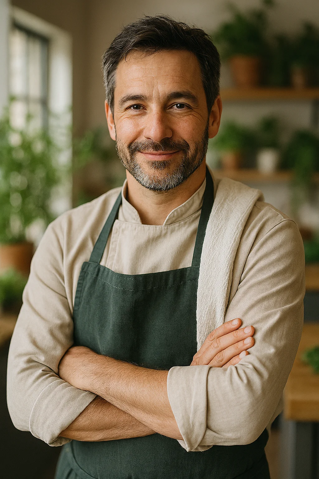 Portrait d'Émile Laurent, chef cuisinier du restaurant bistronomique Le Jardin d'Émile à Lyon Croix-Rousse